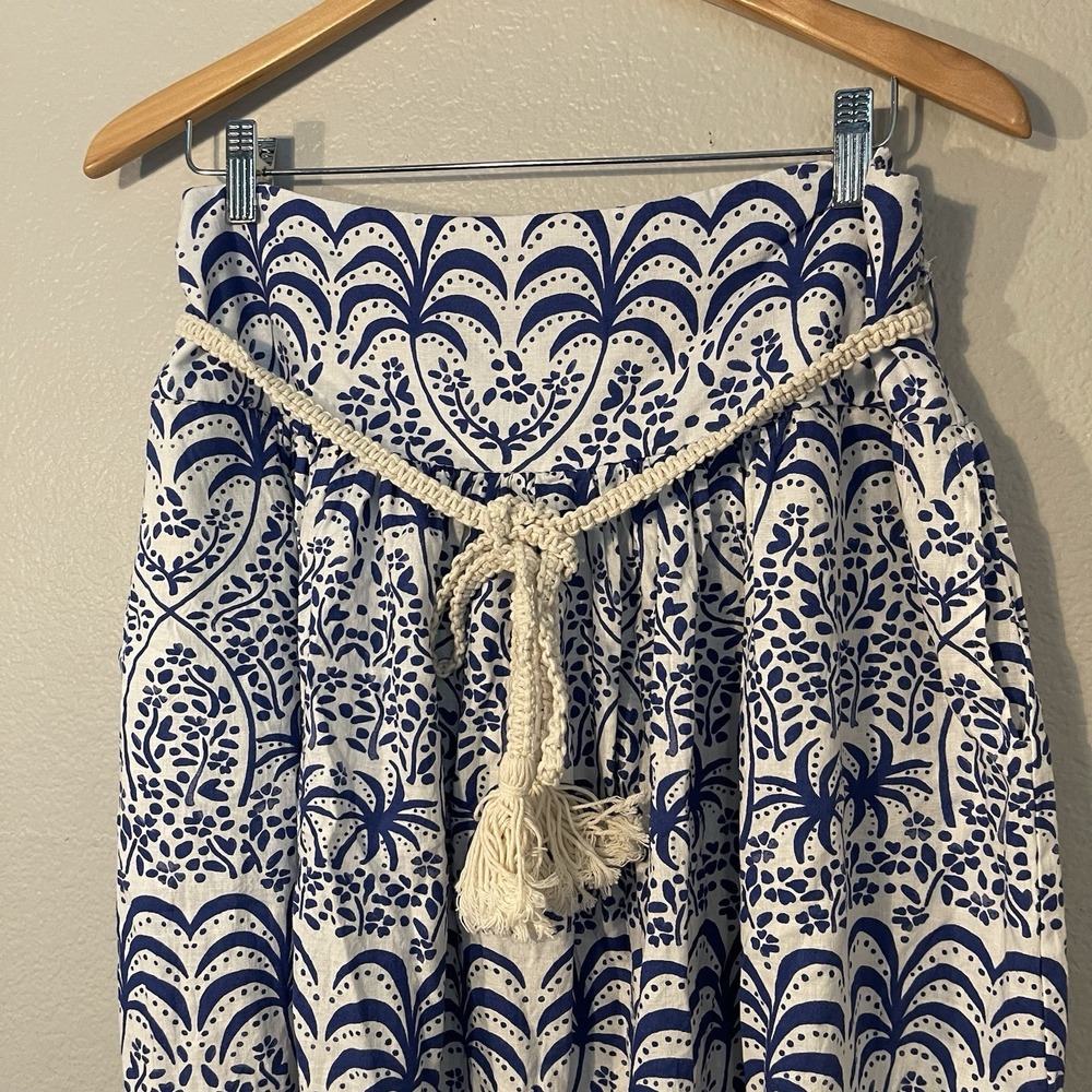 Rachel Zoe Womens Large Tropical Palm Tree Maxi Skirt Linen Blend Boho Summer - Picture 2 of 13